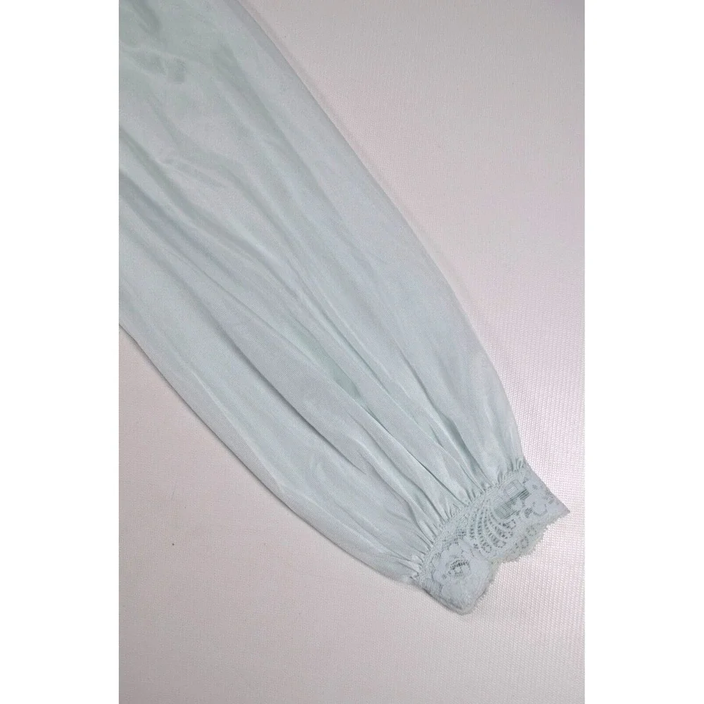 MISS ELAINE Blue Satin Nylon Lounge‎ Robe Womens Small Long Sleeve